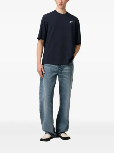 Ami Alexandre Mattiussi Ami Logo-print Organic Cotton T-shirt In