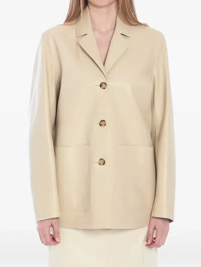 Totême Toteme Women Single-breasted Leather Jacket In Cream