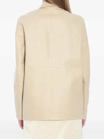 Totême Toteme Women Single-breasted Leather Jacket In Cream