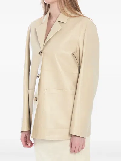 Totême Toteme Women Single-breasted Leather Jacket In Cream