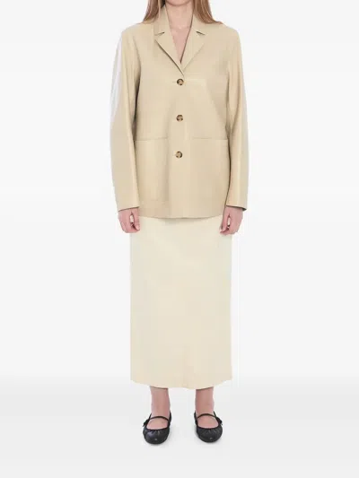 Totême Toteme Women Single-breasted Leather Jacket In Cream