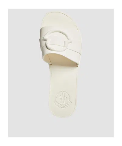 Moncler Flat Rubber Sole Slides In White