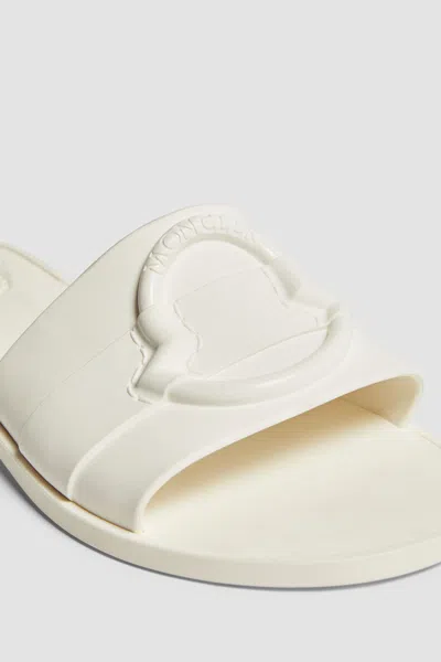 Moncler Flat Rubber Sole Slides In White