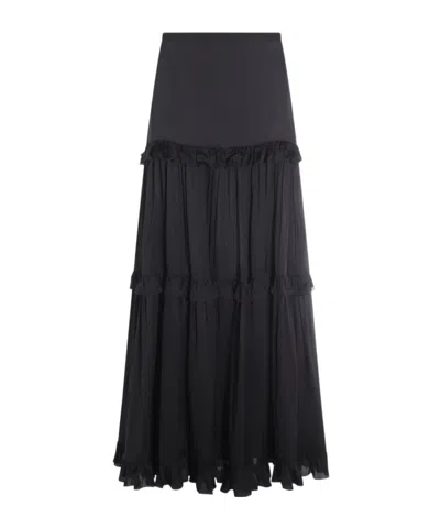 Saint Laurent Ruffled Skirt In Black