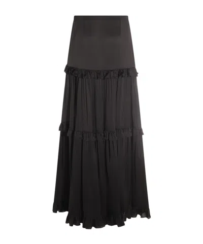 Saint Laurent Ruffled Skirt In Black