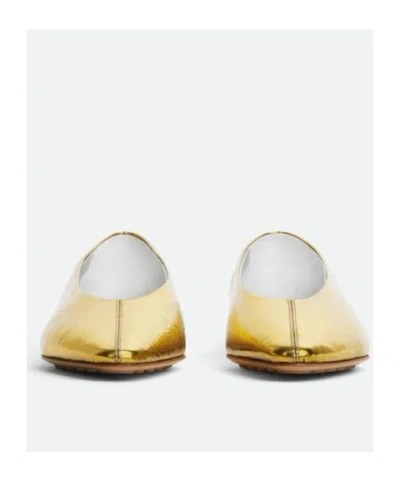 Bottega Veneta Gold Sofia Ballerina Flats In Nude
