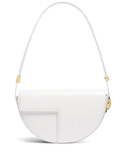 Patou Small Leather Shoulder Bag In White