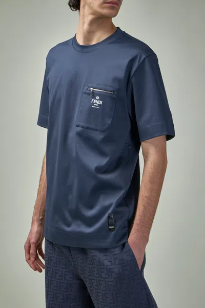 Fendi Pocket T-shirt In Blue