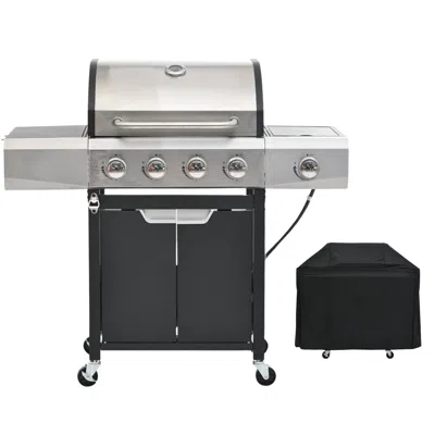 Streamdale Furniture Streamdale 4-burner Propane Gas Grill With Side Burner