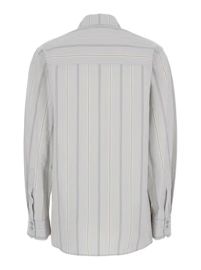 Low Classic Blue Shirt With Classic Collar And All-over Striped Motif In Cotton Woman In Blu