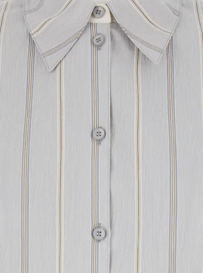 Low Classic Blue Shirt With Classic Collar And All-over Striped Motif In Cotton Woman In Blu