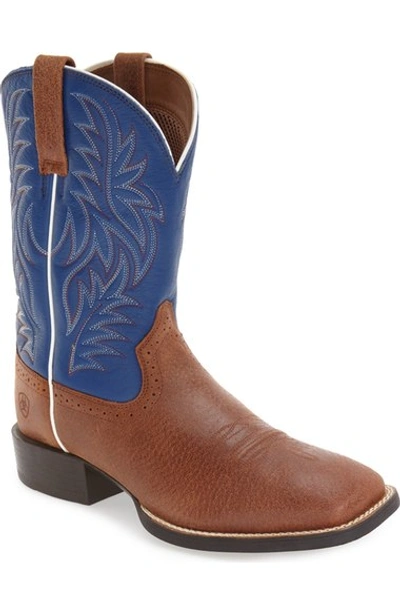 Ariat 'sport Western' Cowboy Boot (men) In Red Angus Brown Leather