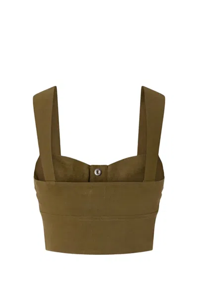 Pinko Crop Top Buttoned Front Ruched In Green