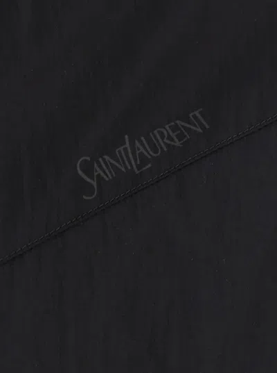 Saint Laurent Logo-embroidered Shell Bomber Jacket In Black
