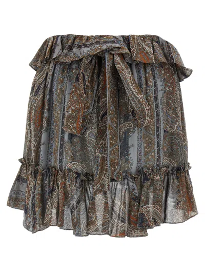 Saint Laurent Minigonna In Georgette Stampato  Donna In Multicolore