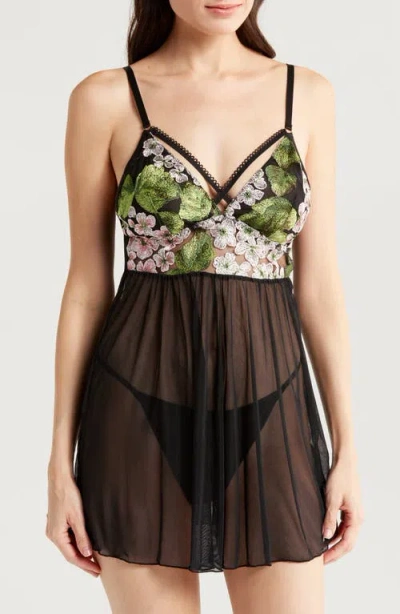 Kilo Brava Lace & Mesh Babydoll In Hydrangea Night