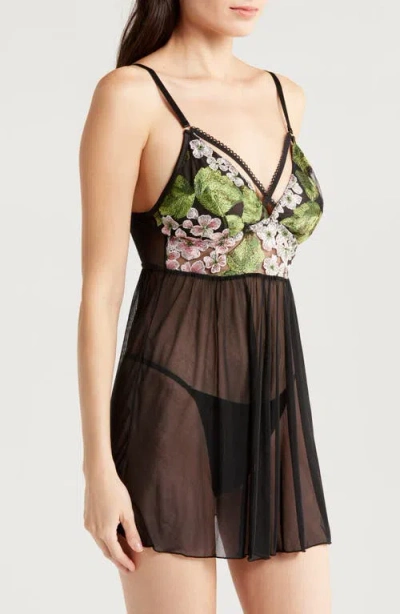 Kilo Brava Lace & Mesh Babydoll In Hydrangea Night