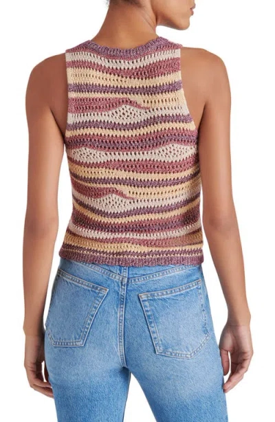 Steve Madden Hannah Metallic Open Stitch Sleeveless Sweater In Beet Red