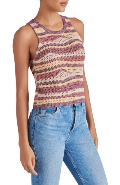 Steve Madden Hannah Metallic Open Stitch Sleeveless Sweater In Beet Red