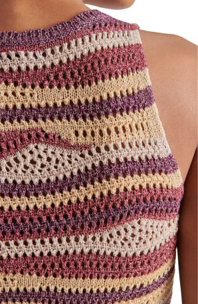 Steve Madden Hannah Metallic Open Stitch Sleeveless Sweater In Beet Red