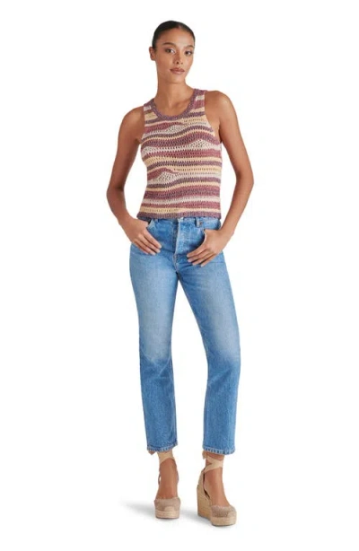 Steve Madden Hannah Metallic Open Stitch Sleeveless Sweater In Beet Red