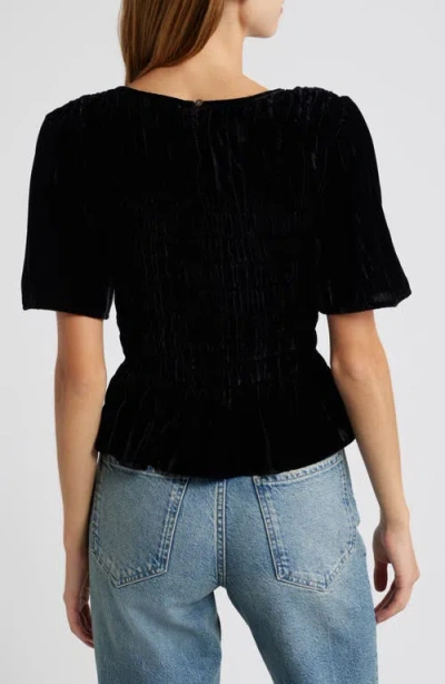 Rails Rosie Smocked Top In Black Velvet In Black Velvet