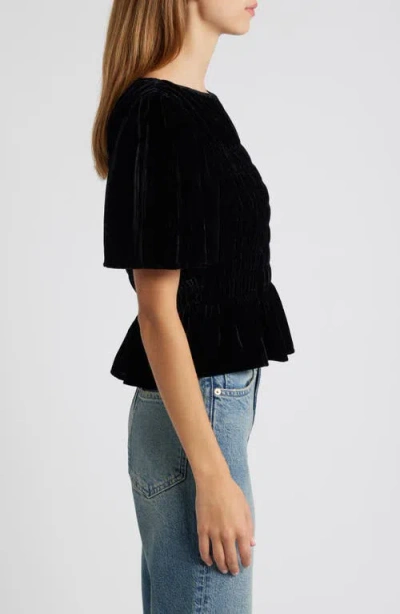 Rails Rosie Smocked Top In Black Velvet In Black Velvet