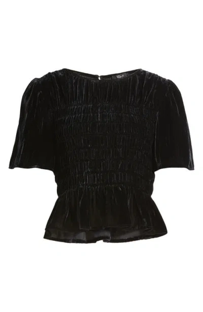 Rails Rosie Smocked Top In Black Velvet In Black Velvet
