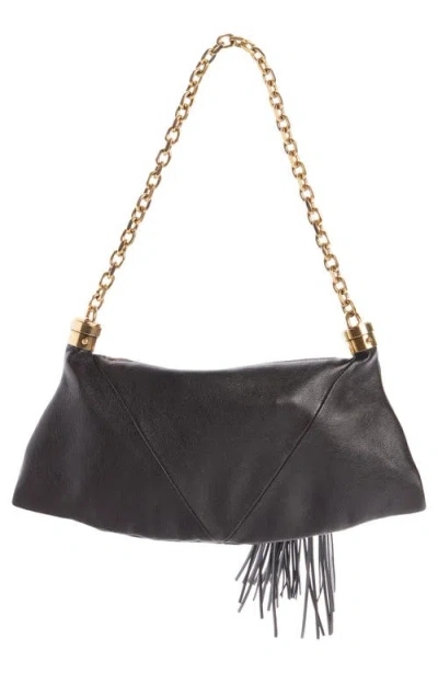 Chloé Small Foulard Tassel Shoulder Bag In Buffalo Leather In Black