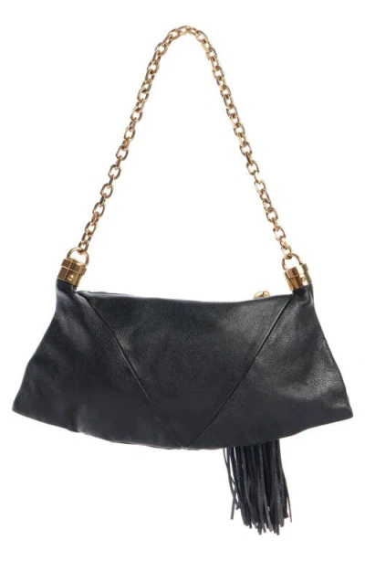 Chloé Small Foulard Tassel Shoulder Bag In Buffalo Leather In Black
