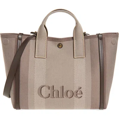 Chloé Carry Canvas Tote Bag In Kohl Brown