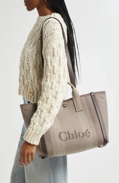 Chloé Carry Canvas Tote Bag In Kohl Brown