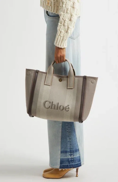 Chloé Carry Canvas Tote Bag In Kohl Brown