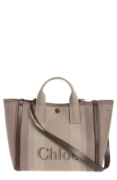 Chloé Carry Canvas Tote Bag In Kohl Brown