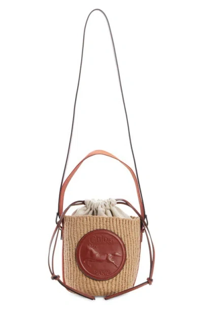 Chloé Horse Medallion Paper Bucket Bag In Sepia Brown