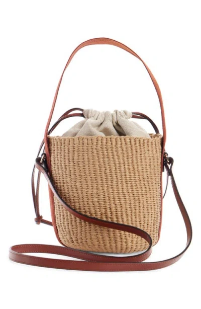 Chloé Horse Medallion Paper Bucket Bag In Sepia Brown