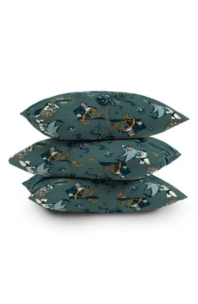 Deny Designs Ocean Pattern Square Throw Pillow In Green