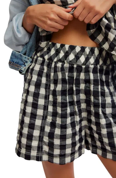 Free People Get Free Get Free Seersucker Cotton Pull-on Shorts In Black