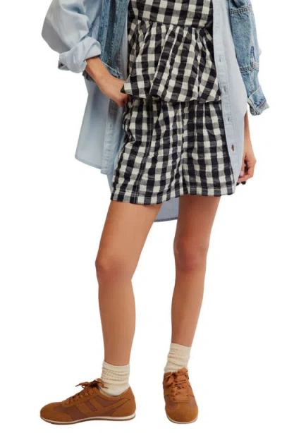 Free People Get Free Get Free Seersucker Cotton Pull-on Shorts In Black