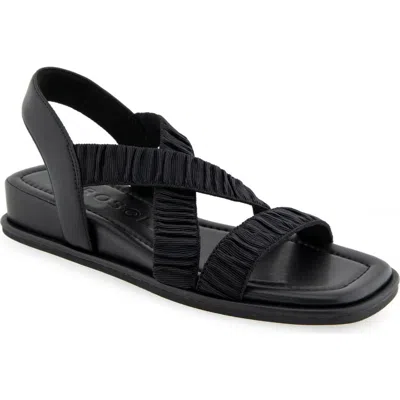 Aerosoles Women's Bora Wedge Sandals In Black Rouched Elastic Fabric