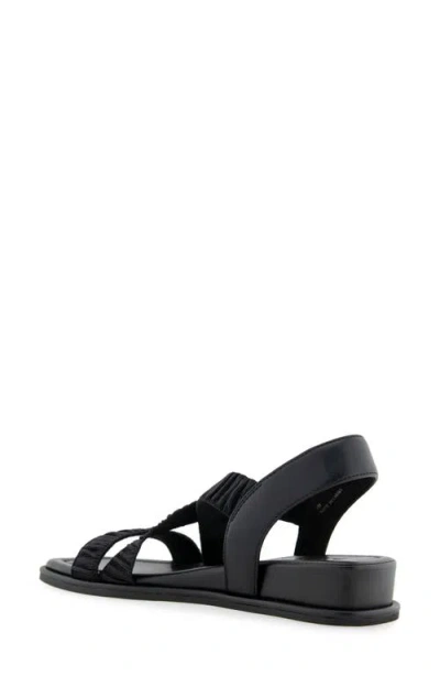 Aerosoles Women's Bora Wedge Sandals In Black Rouched Elastic Fabric