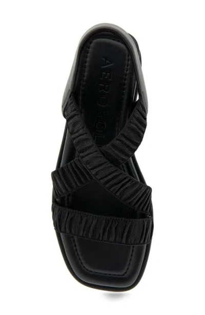 Aerosoles Women's Bora Wedge Sandals In Black Rouched Elastic Fabric