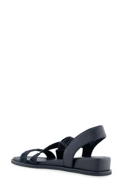 Aerosoles Women's Bora Wedge Sandals In Navy Rouched Elastic Fabric