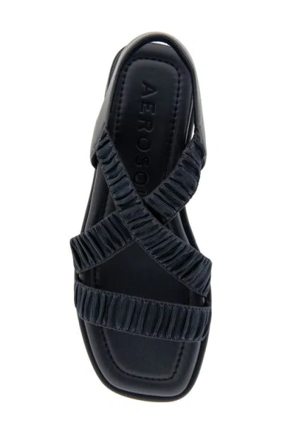 Aerosoles Women's Bora Wedge Sandals In Navy Rouched Elastic Fabric