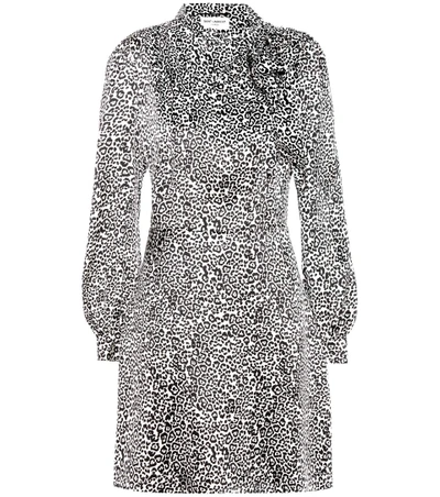 Saint Laurent Leopard-print Silk Dress In White