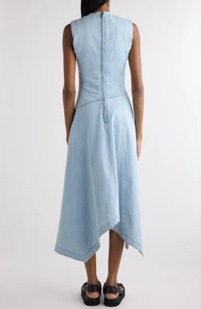 Acne Studios Denim Dress Asymmetric Sleeveless Frayed Hem In Blue