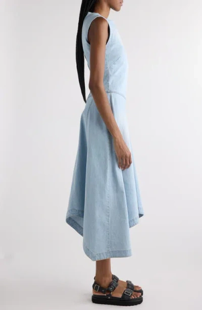 Acne Studios Denim Dress Asymmetric Sleeveless Frayed Hem In Blue