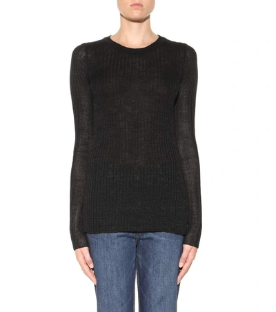 Shop Isabel Marant Dayton Linen And Wool-blend Knitted Sweater In Black