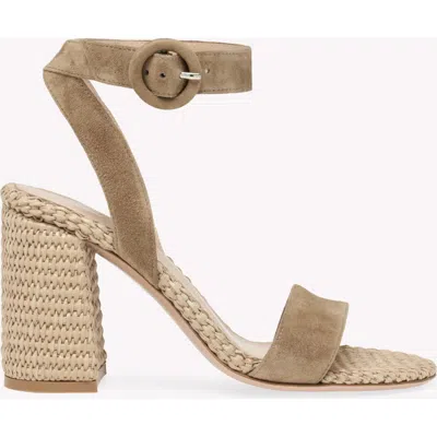 Gianvito Rossi Oleg 85 Suede And Raffia Sandals In Brown