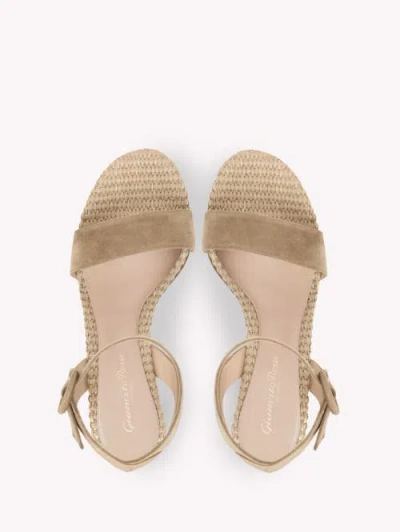 Gianvito Rossi Oleg 85 Suede And Raffia Sandals In Brown